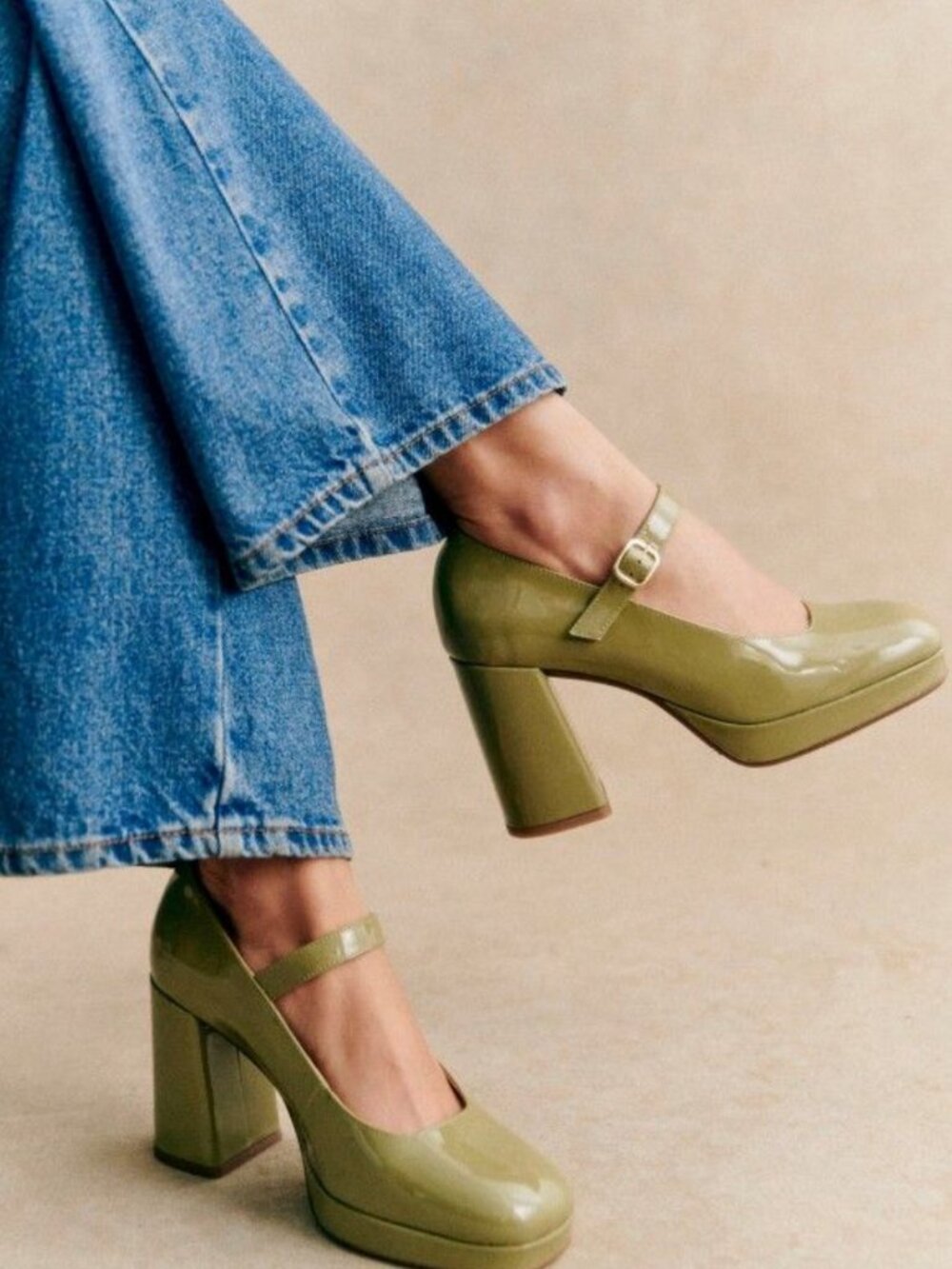 Sézane Georgia Mary Janes in Pistachio Size 38/US 7